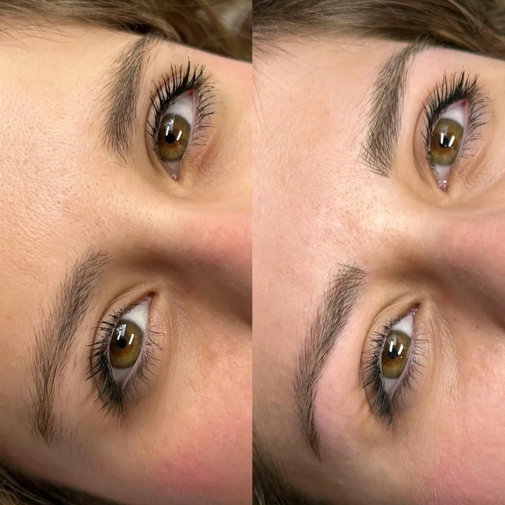 Antes y después de microblading de cejas, clienta 3