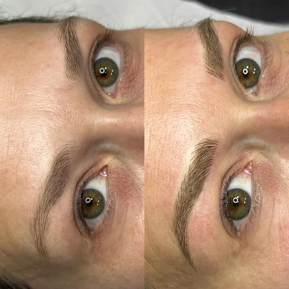 Antes y después de microblading de cejas, clienta 4